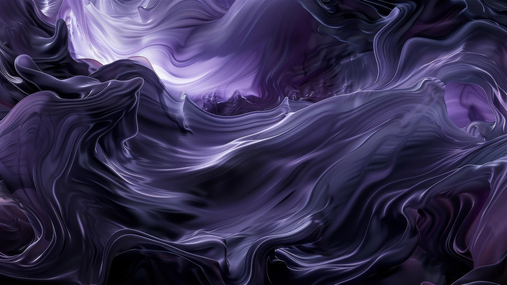 Minimalist flowing shapes in black amethyst hues