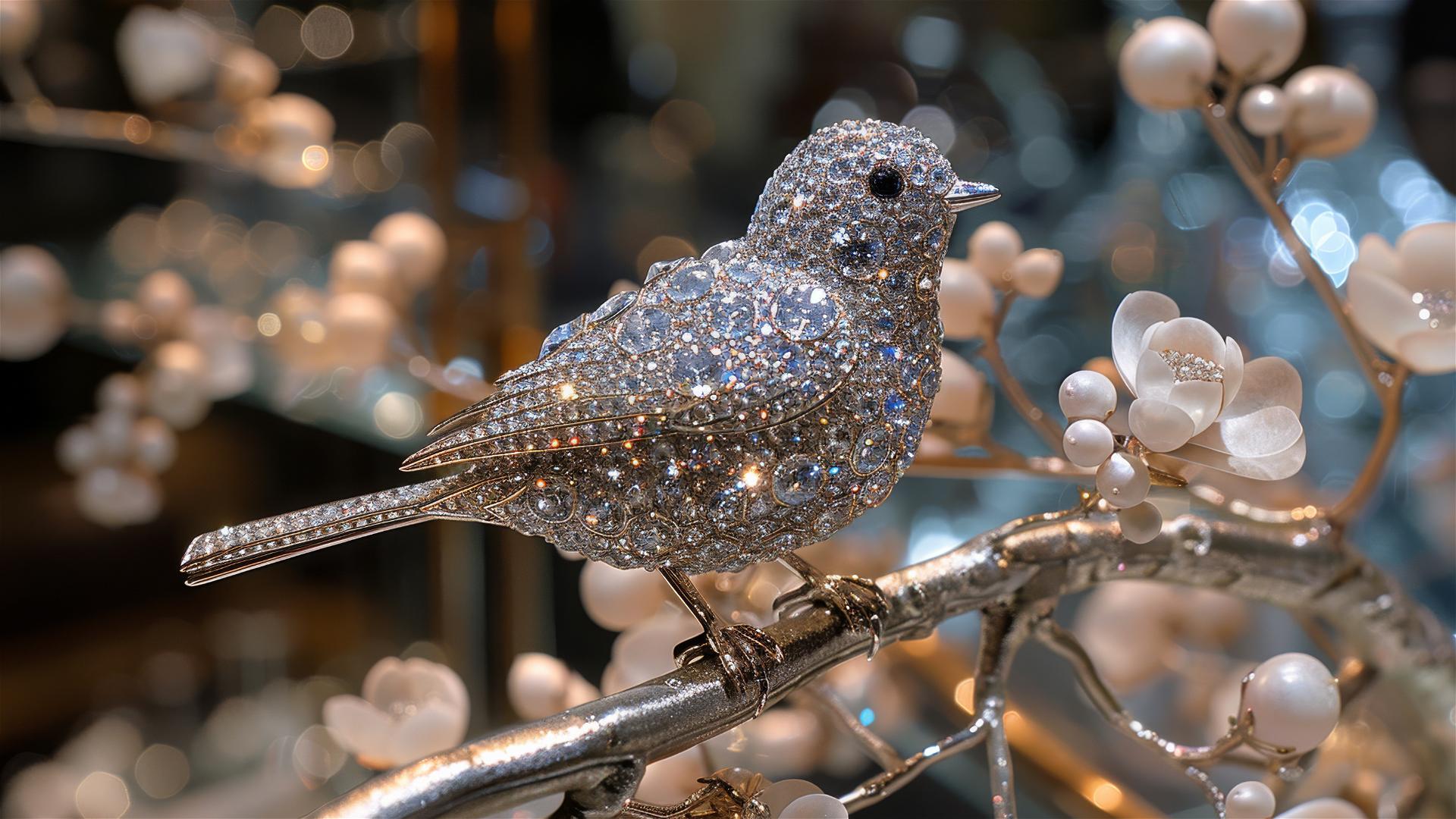 luxurious bird-shaped brooch with fine structure