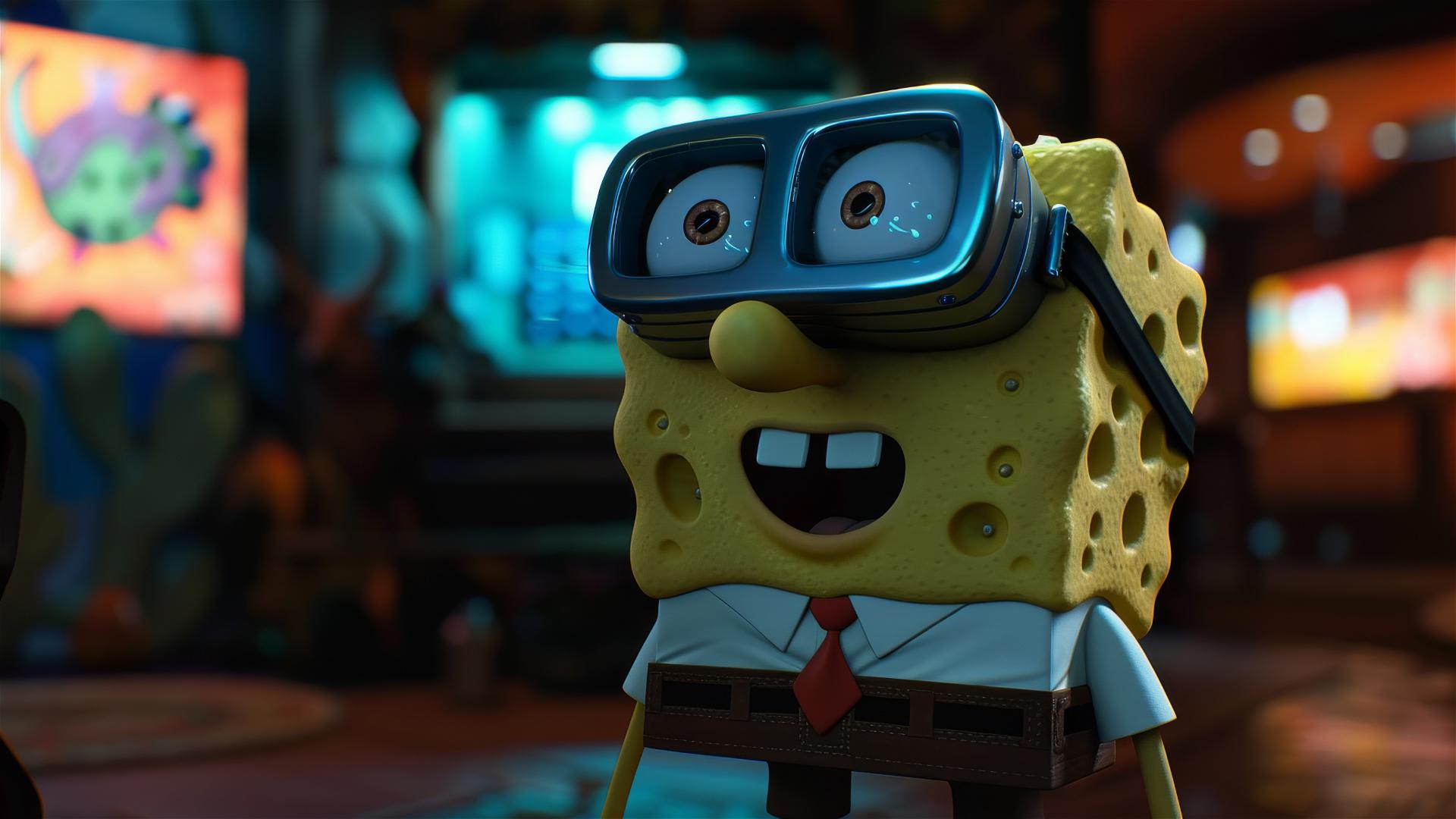 SpongeBob SquarePants using VR headset