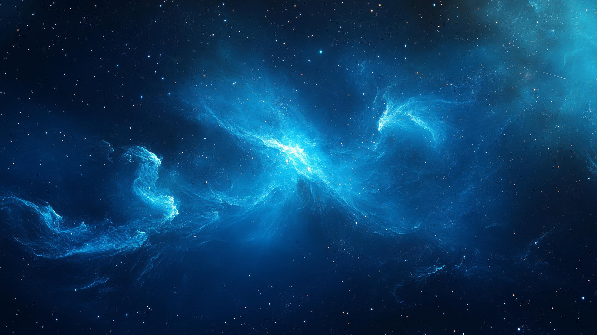 blue wallpaper with vibrant space nebula and scattered stars