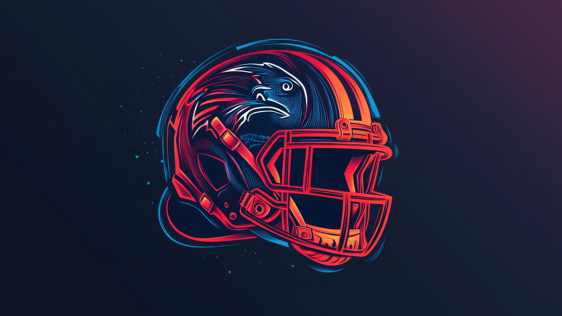 clean vector NFL helmet with glowing outline on dark gradient background