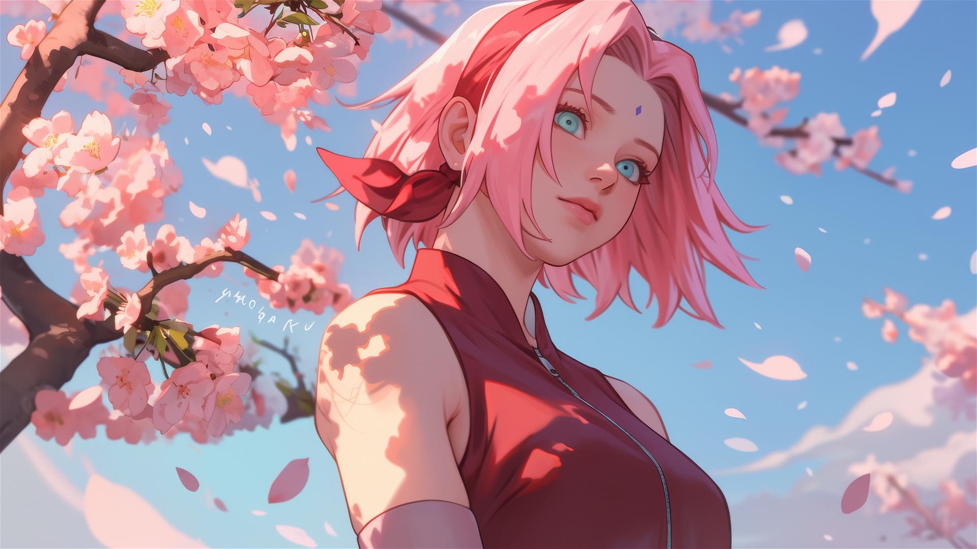 Illustration of Sakura Haruno in Naruto style