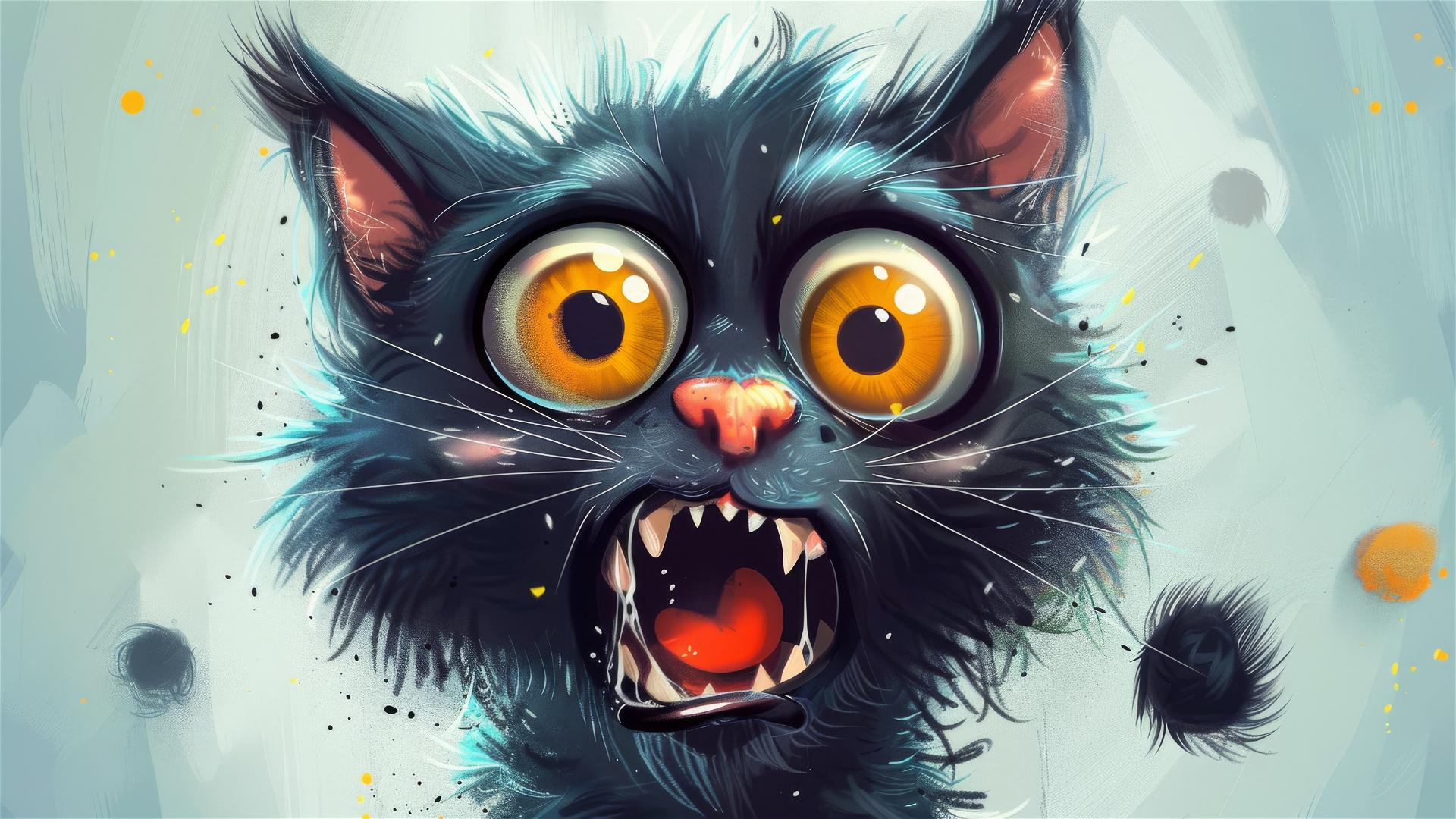 Illustration of a humorous, eccentric cat