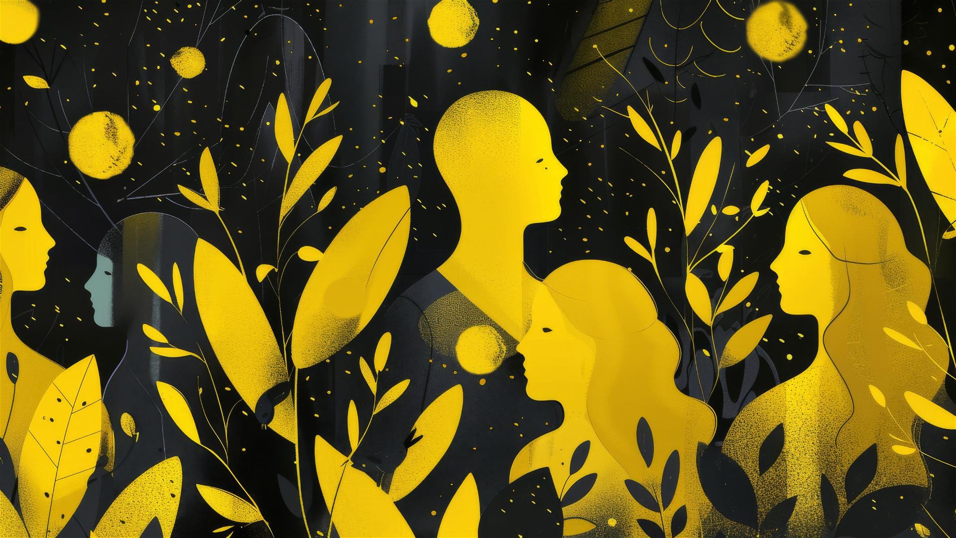 Graphic poster for choral festival, yellow tones