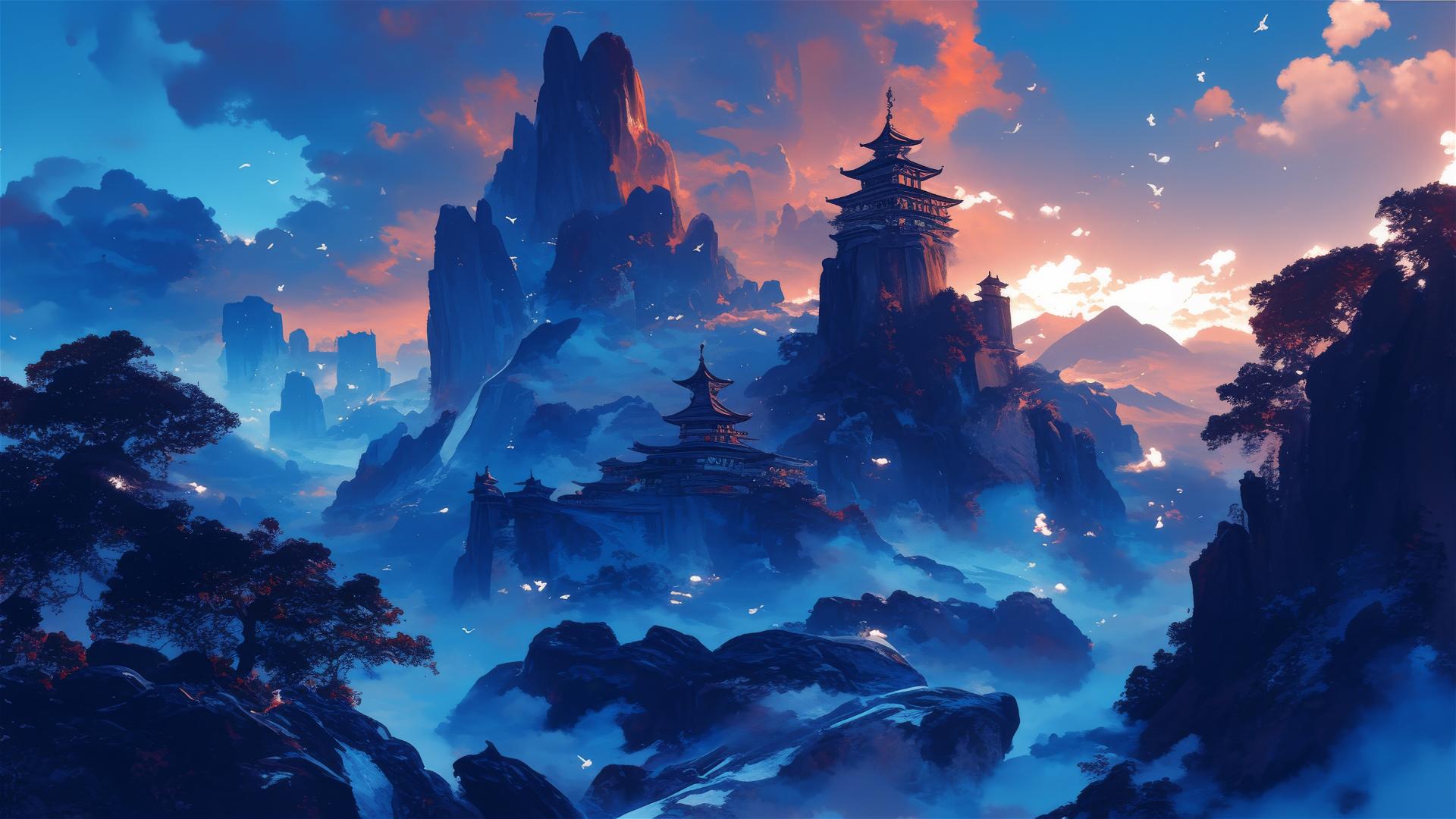 Silent mountain peak with earth's heartbeat