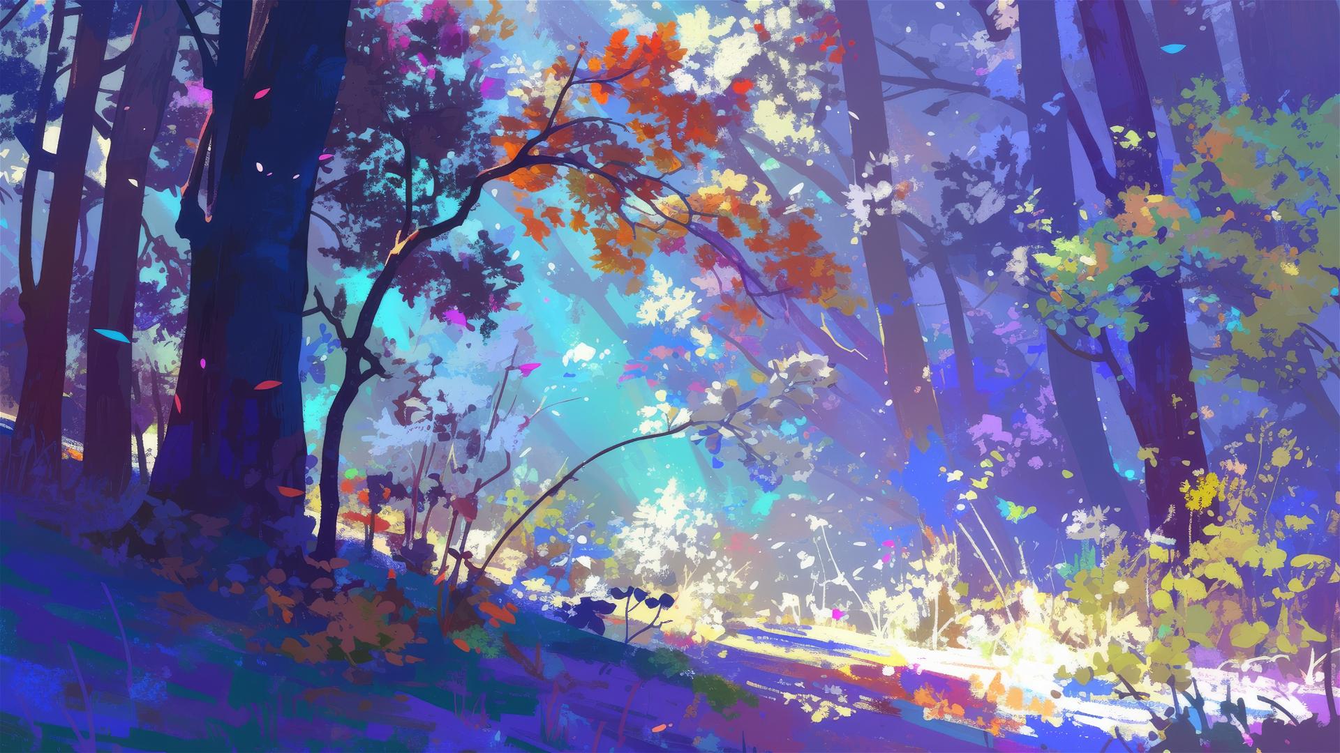 Multicolored shadows in a translucent-leaf forest