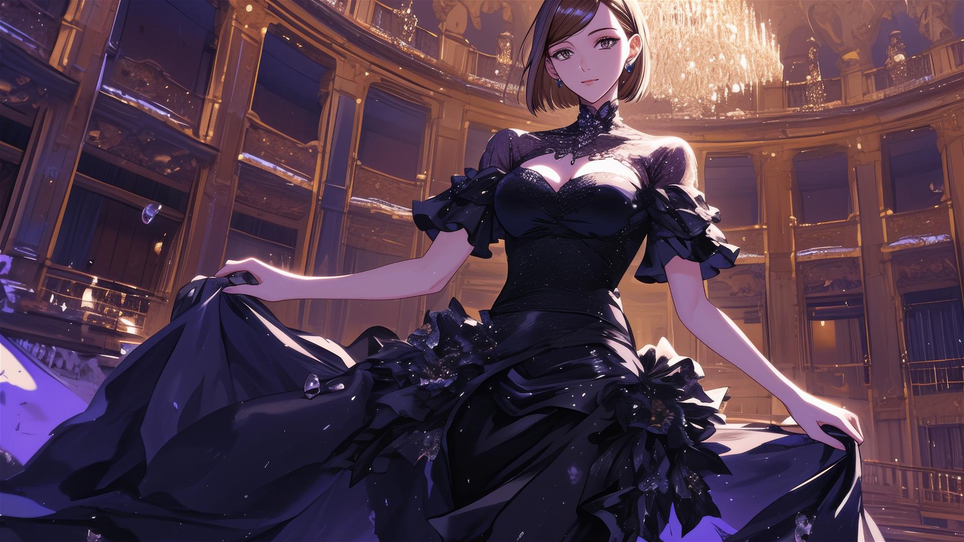 Nobara Kugisaki in an opera gown at Tokyo Opera City