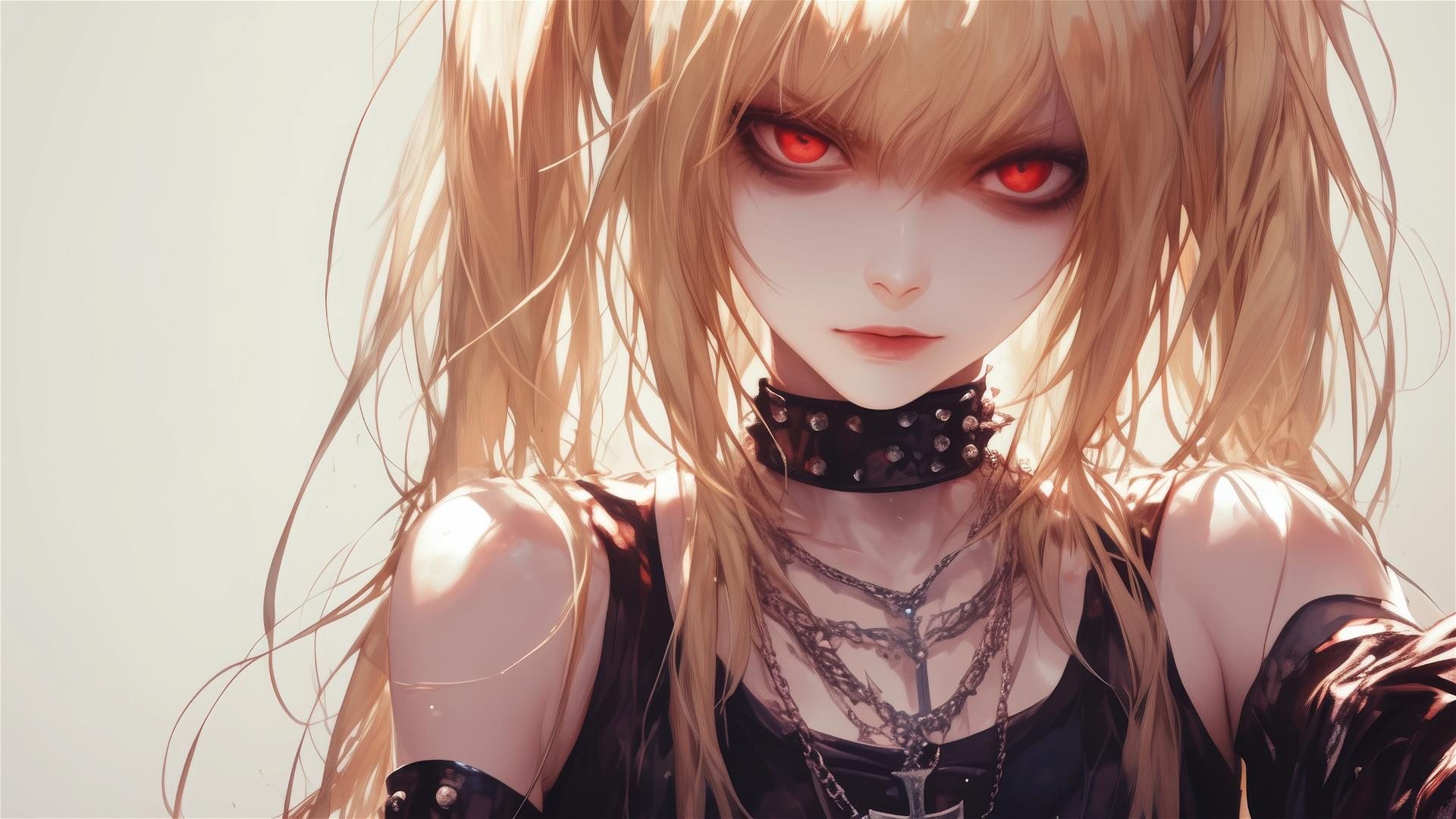 Misa Amane with red eyes from Death Note series