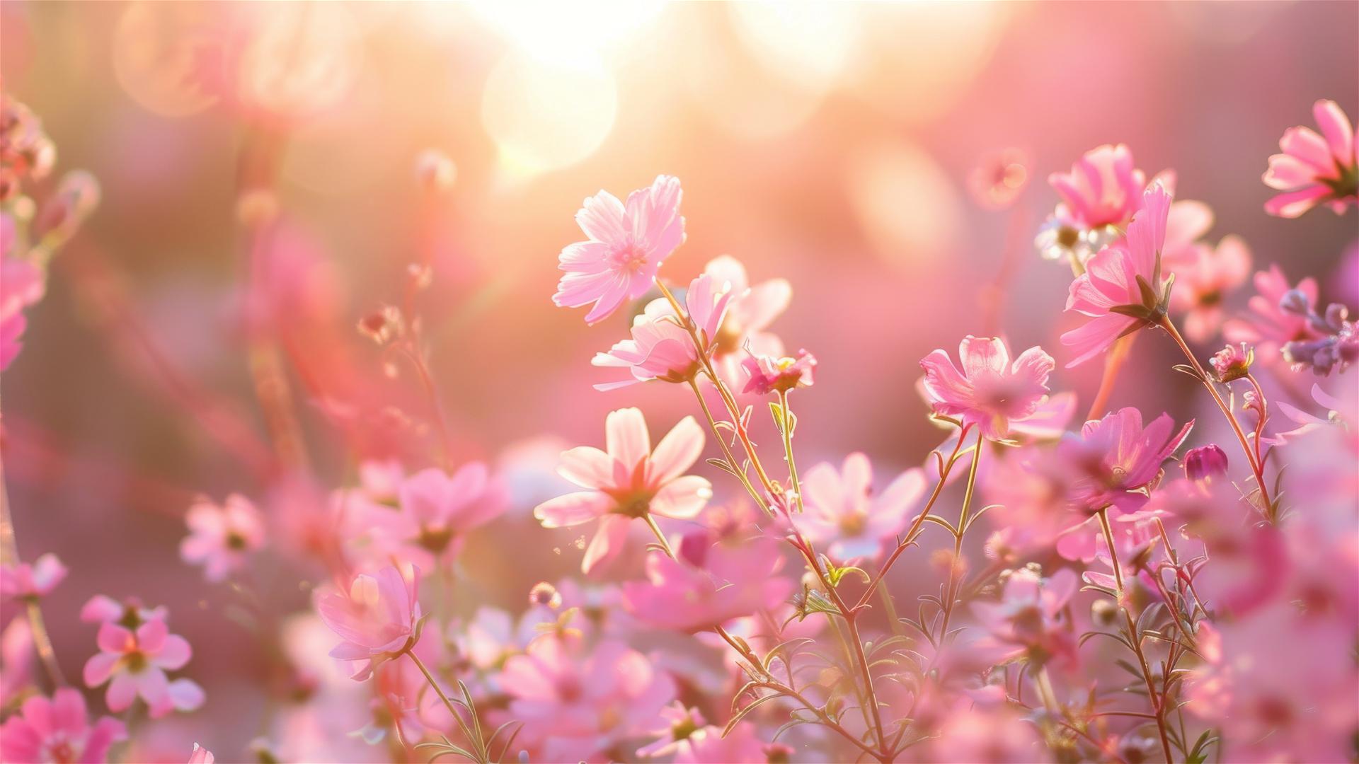Spring flowers on a pastel pink background in sunlight captured by a Canon 1200D