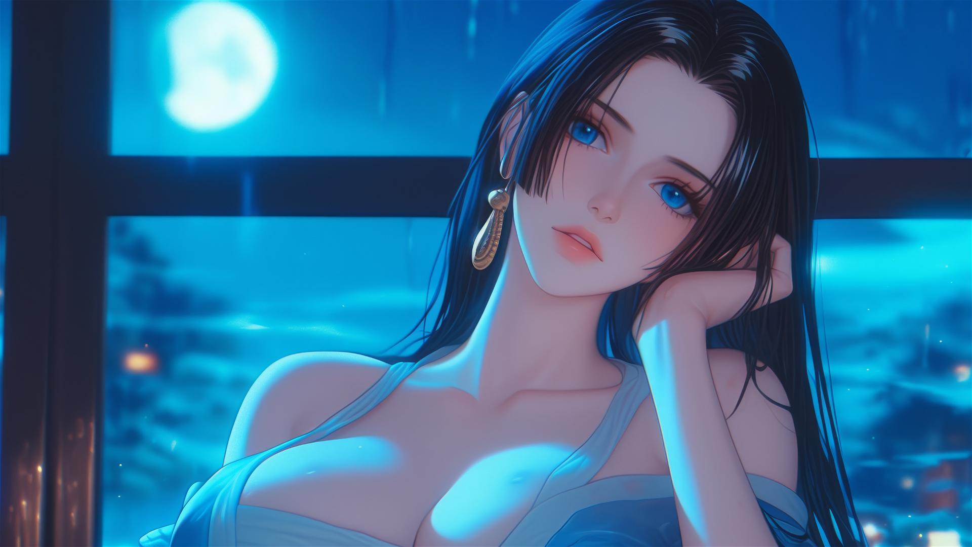 Boa Hancock resting in apartment with moonlight glow