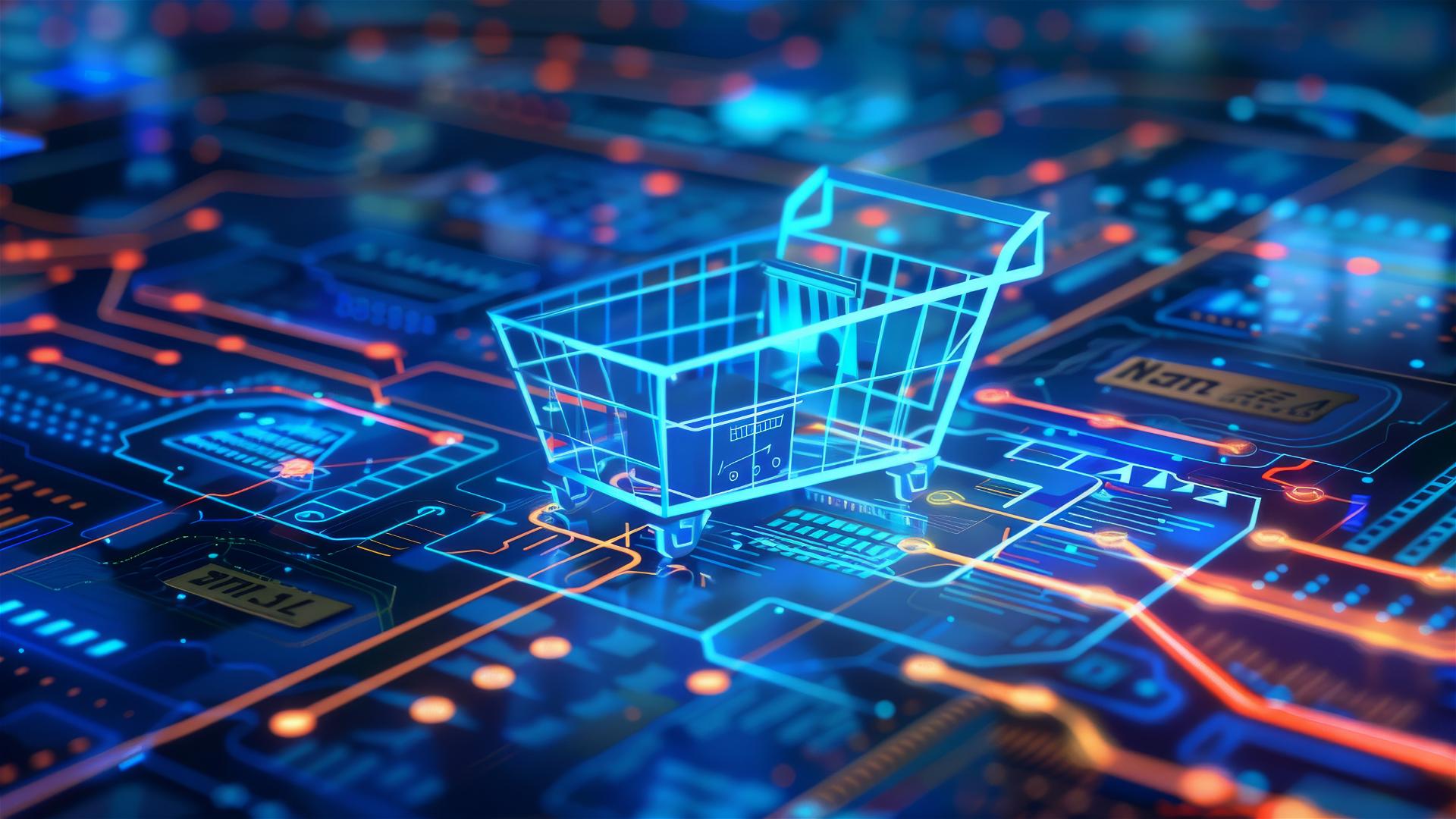 Technology and e-commerce themed page background
