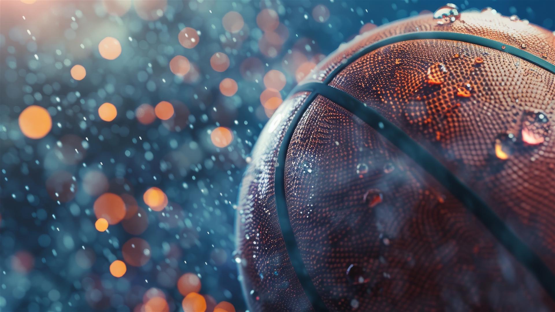 Retro basketball themed graphic with stylized elements