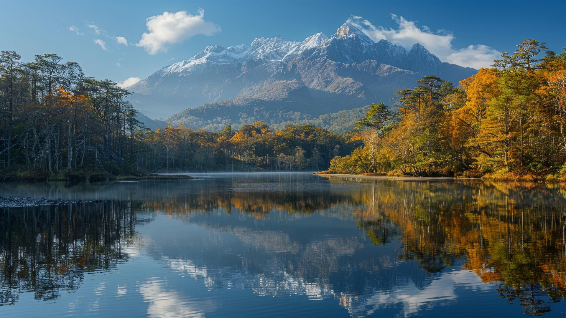 Scenic landscape with reflective water