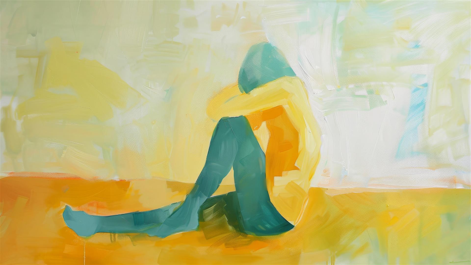 Abstract painting of a woman's full body