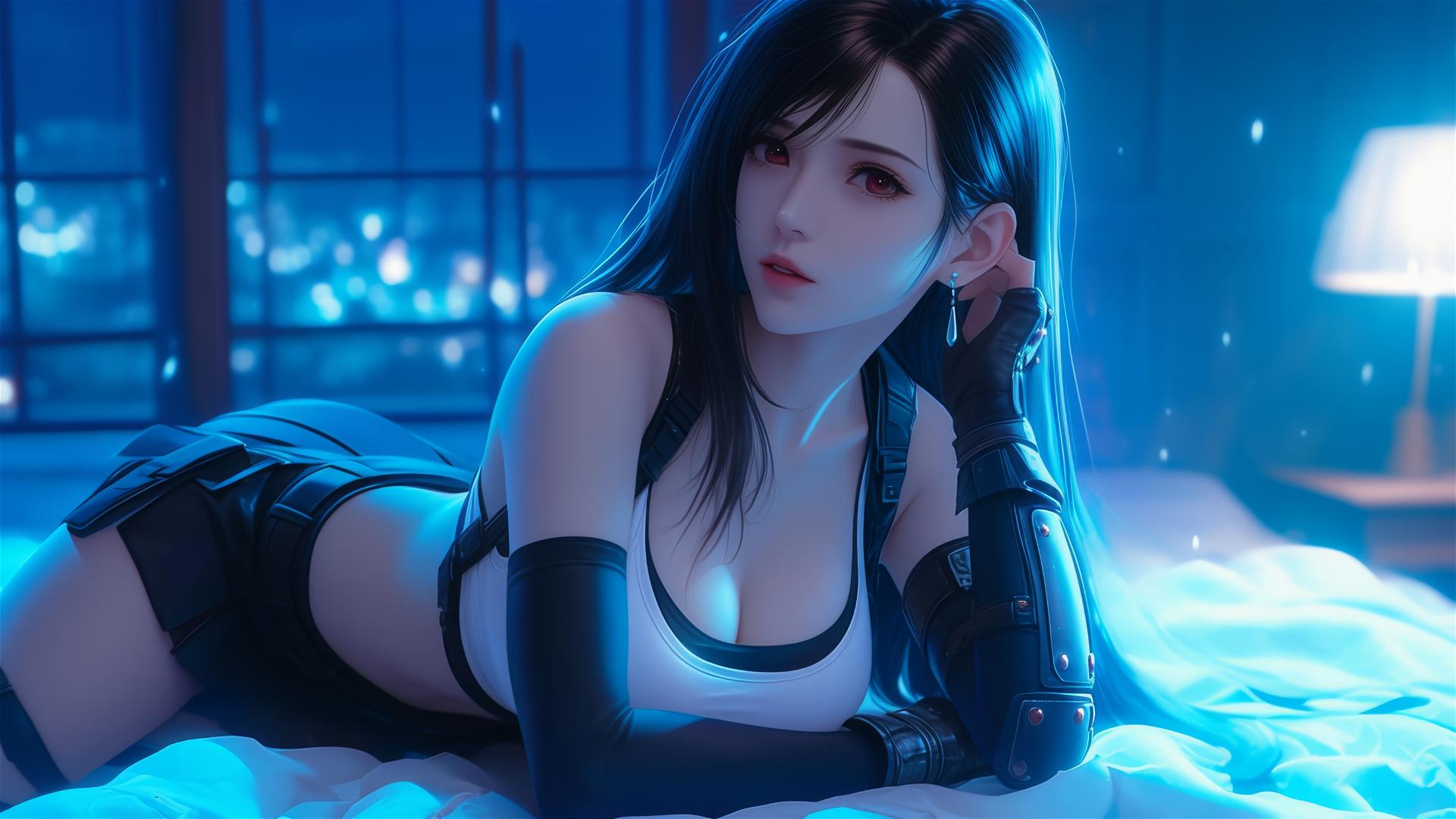 Tifa Lockhart resting in her moonlit room