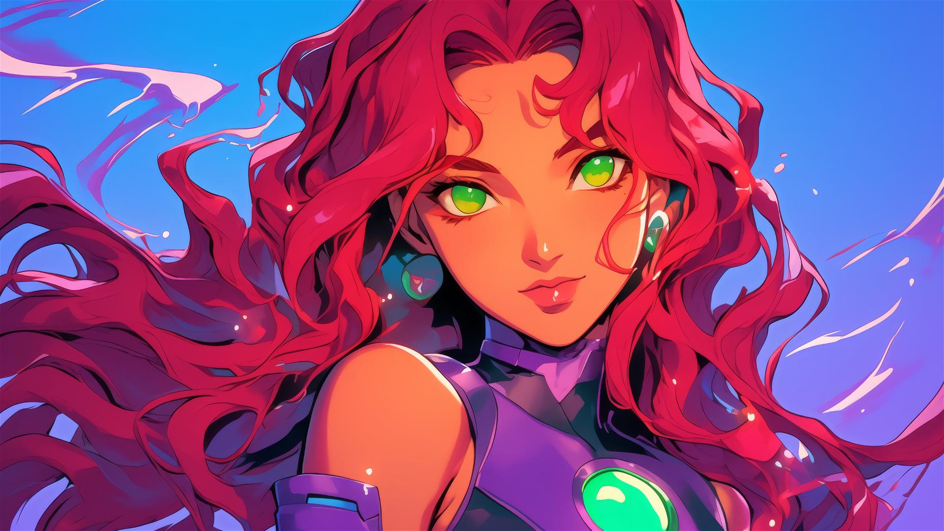 Starfire from DC Comics in dynamic pose