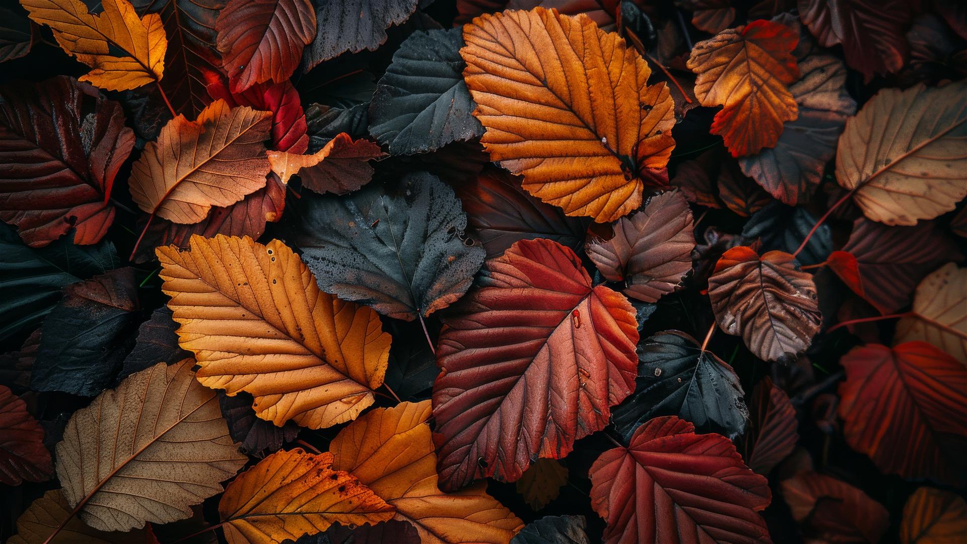 Autumn aesthetic with colorful leaves