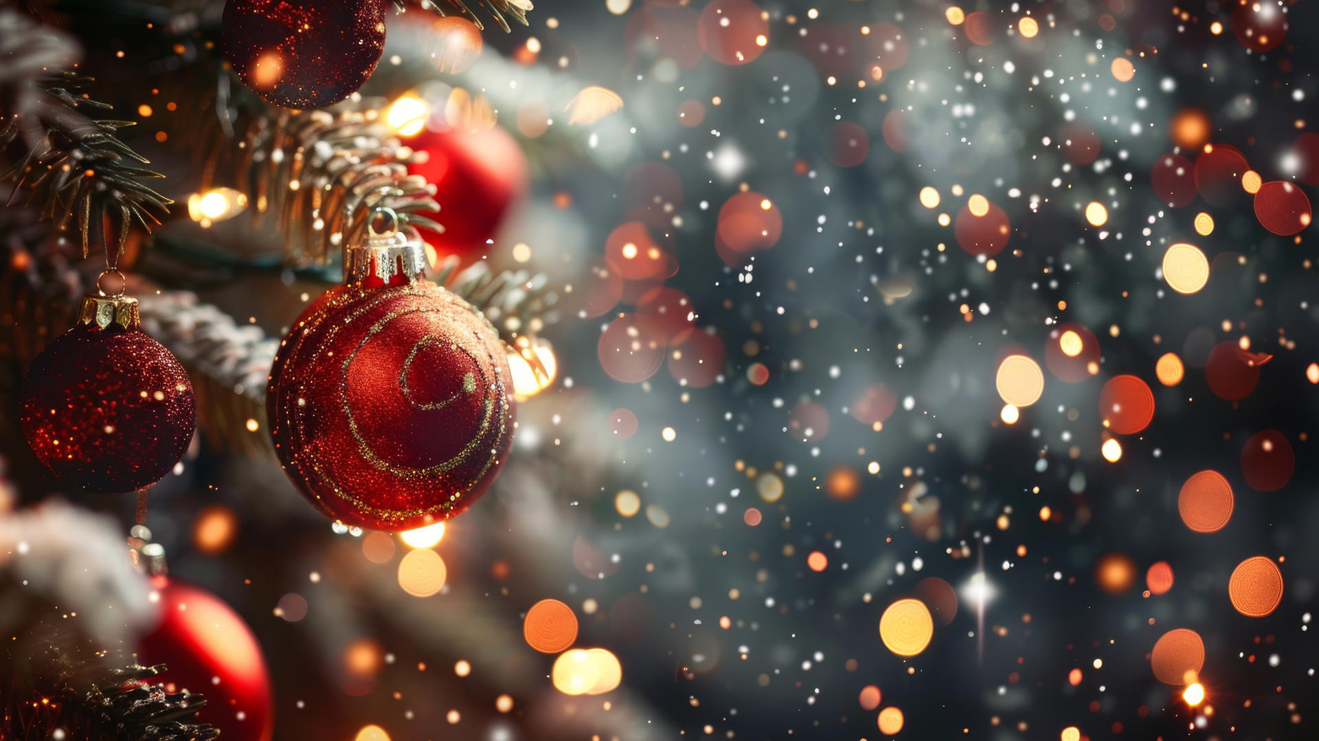 festive Christmas background with holiday decorations