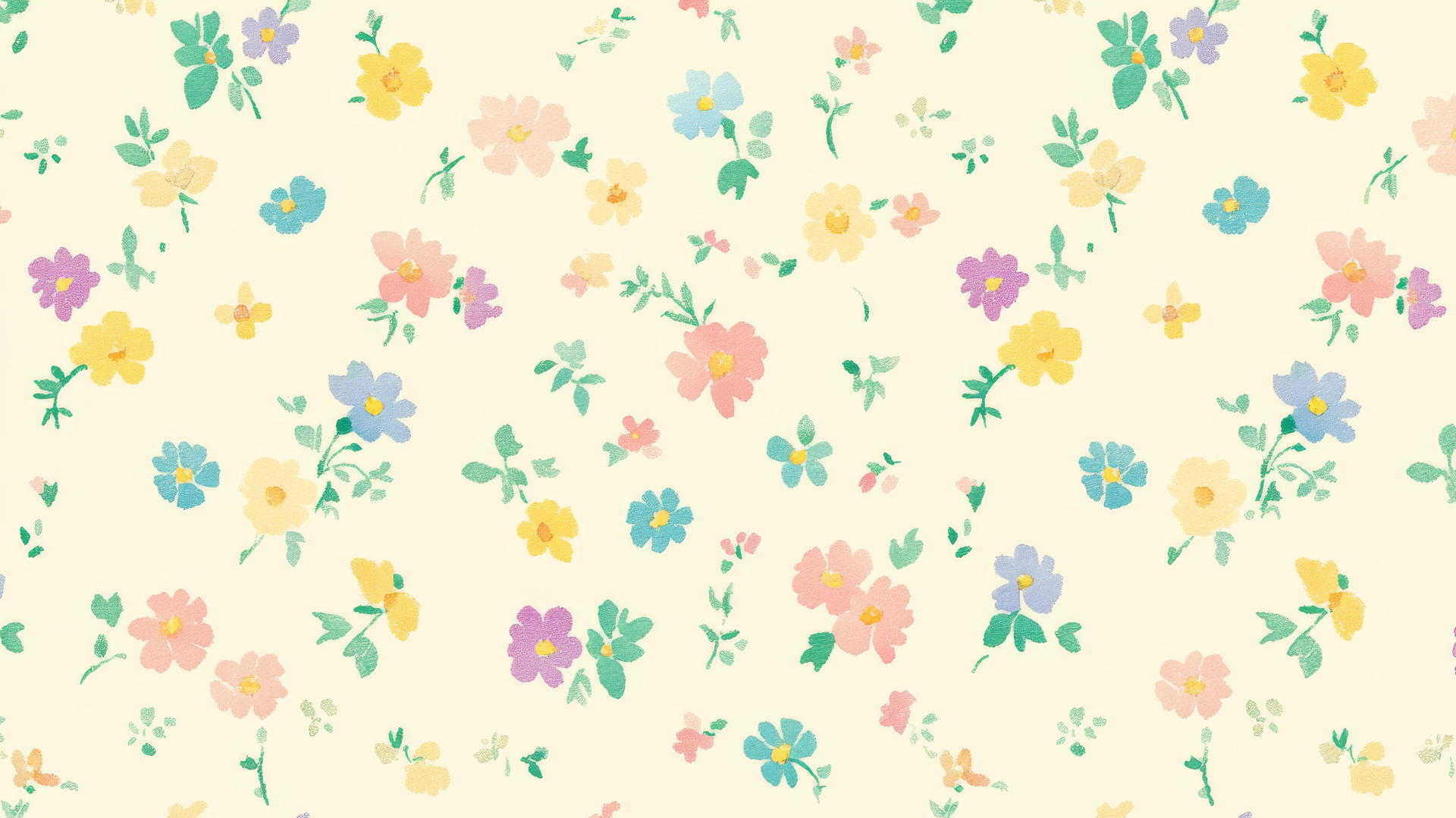 preppy wallpaper with pastel flowers on a cream background