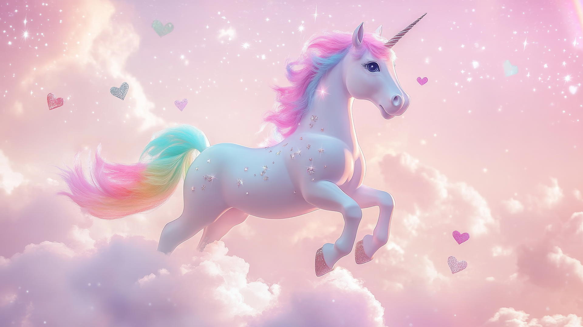 popular cute wallpapers for girls featuring a unicorn with a rainbow mane on a cloud