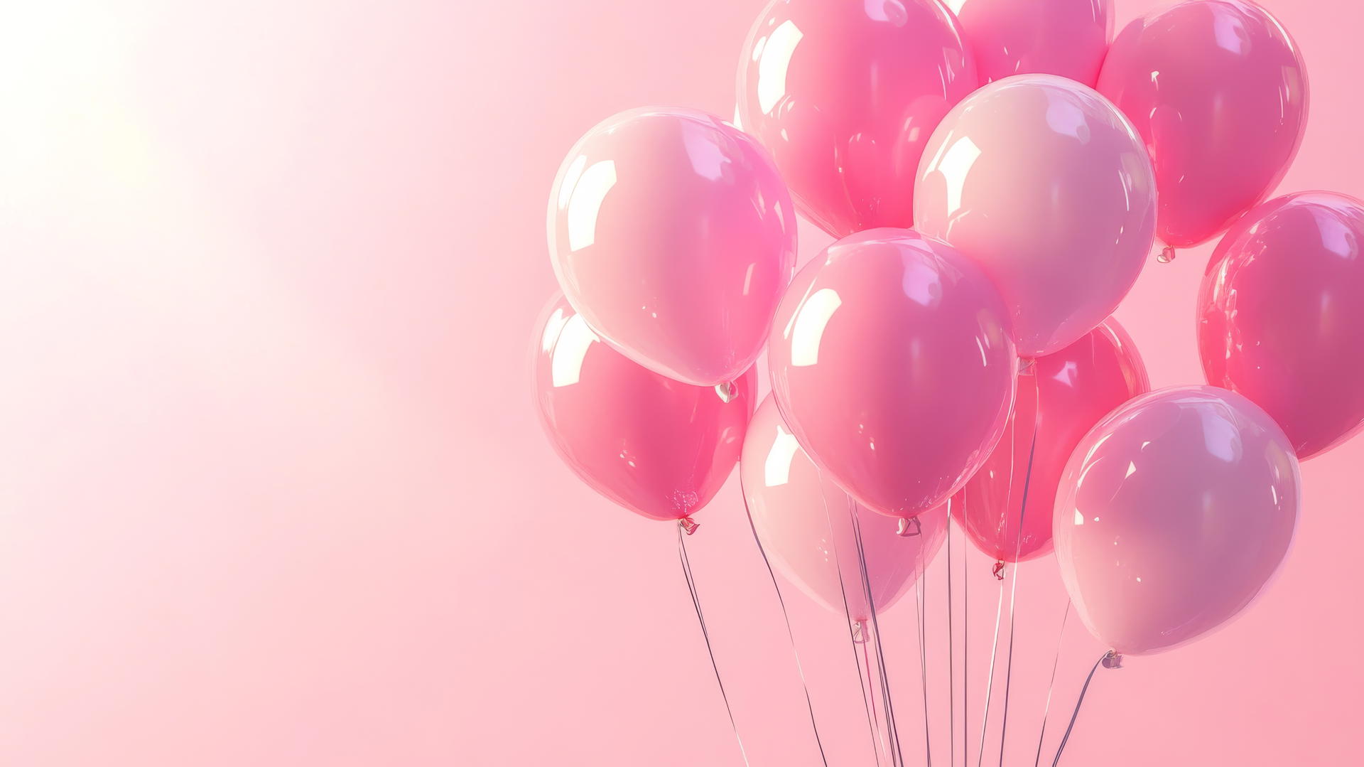 pink wallpaper cute with pastel balloons, soft shadows, cheerful atmosphere