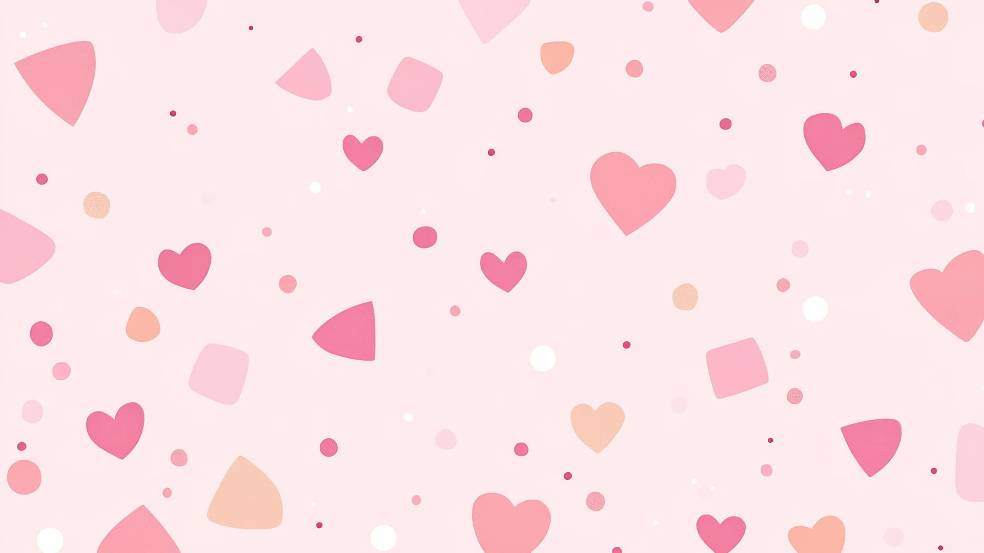 cute pink aesthetic wallpaper with geometric pattern, hearts, and dots