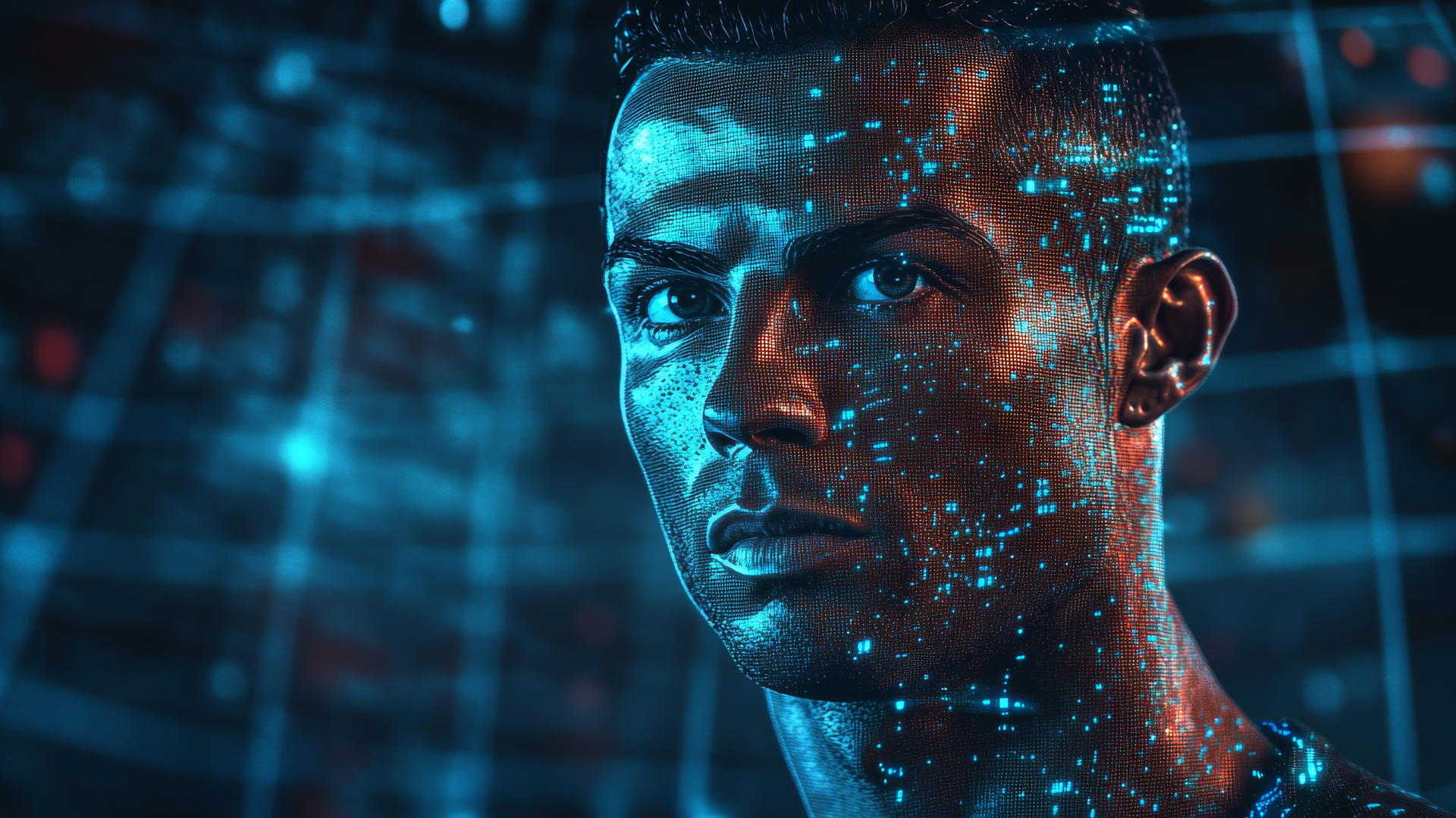 Cristiano Ronaldo wallpaper 4k with digital avatar in virtual reality world