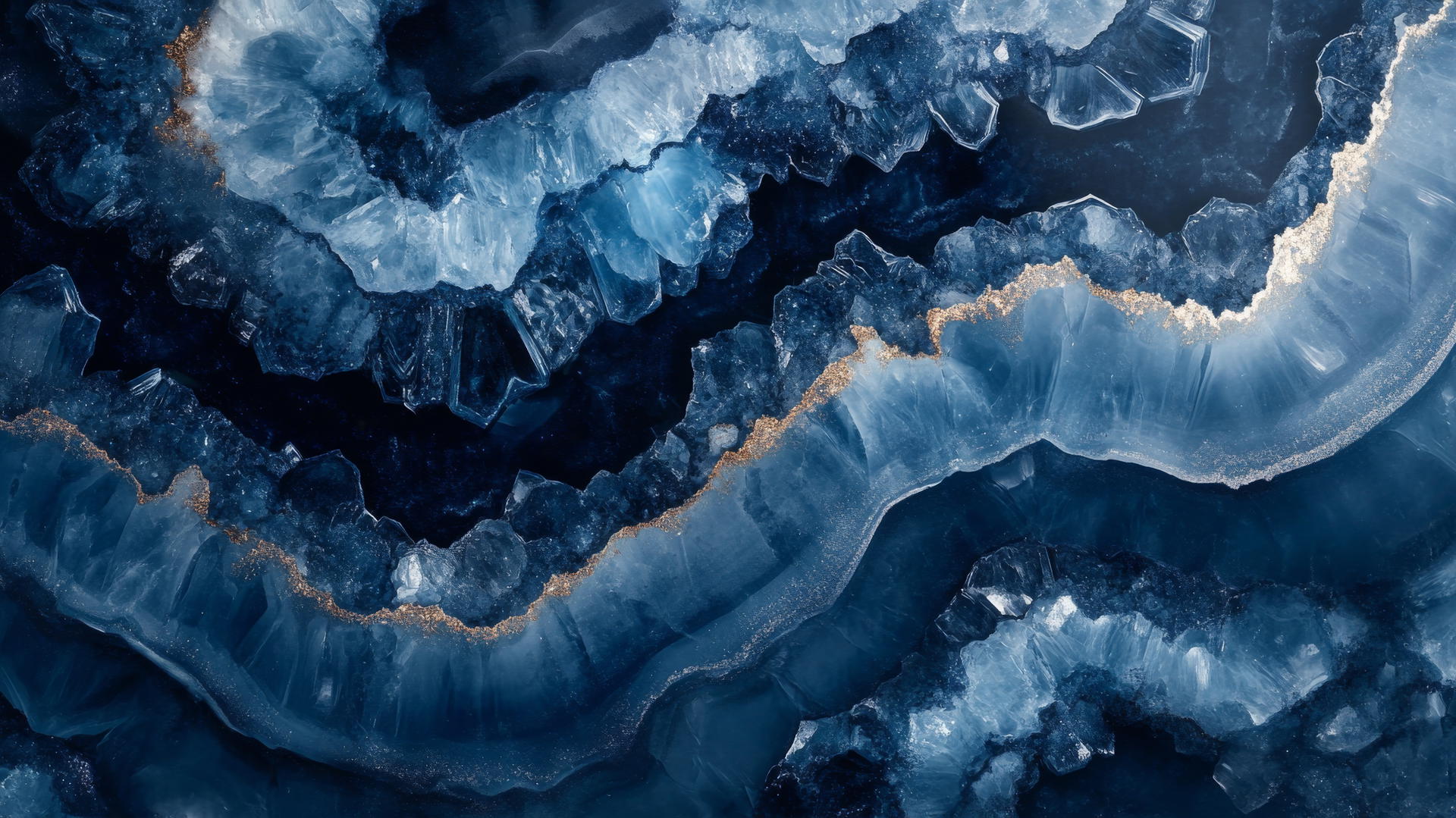 Navy blue wallpaper with an abstract geode design featuring deep navy blue crystals and shimmering highlights