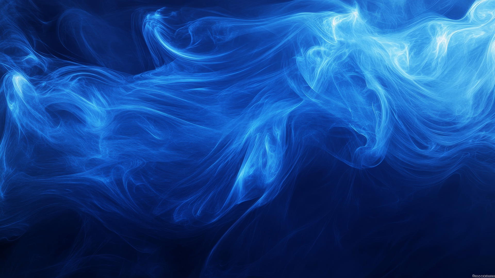 Abstract royal blue smoke swirling against a dark background.