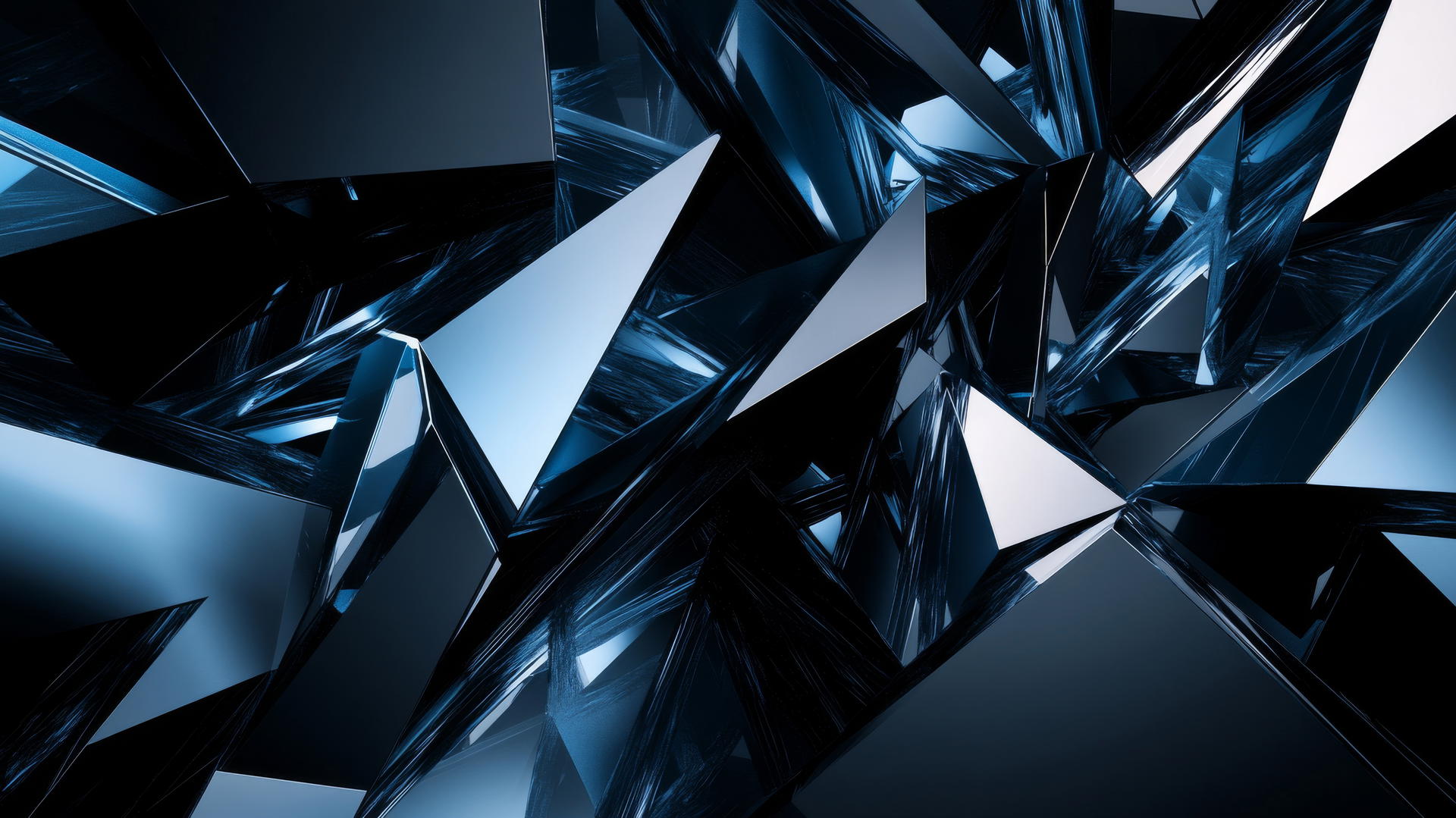 black and blue wallpaper with abstract geometric shapes, sharp angles, and gradients