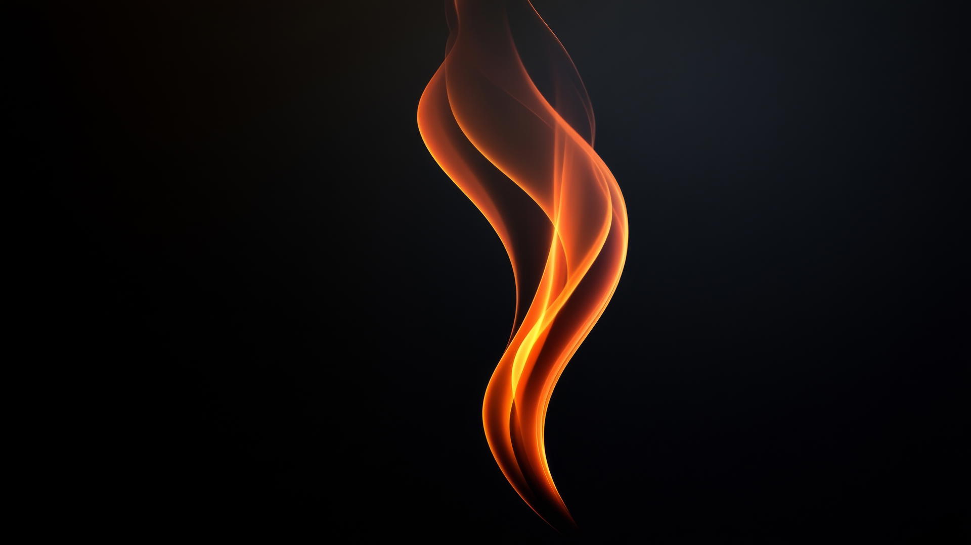 Outline of black flame with neon edges against dark background