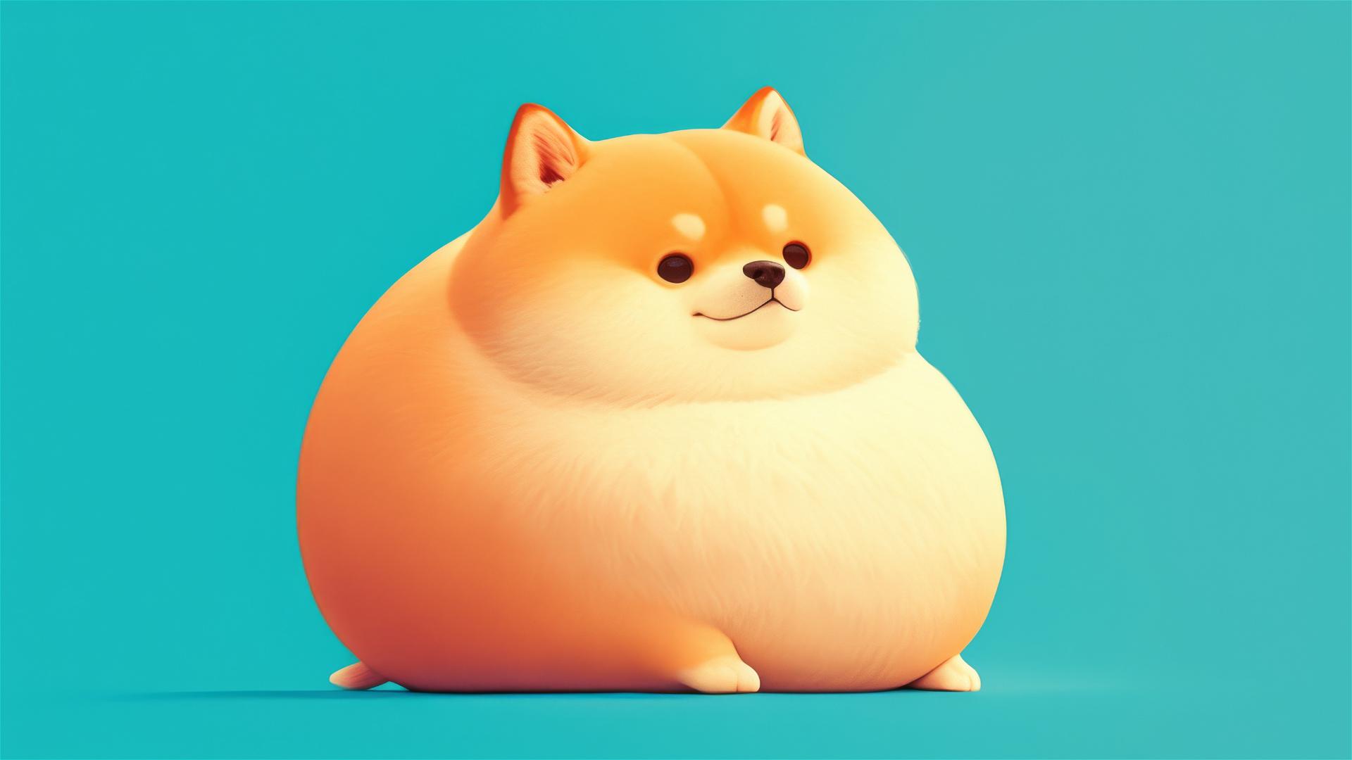 Chubby dog in minimalistic style on iPhone