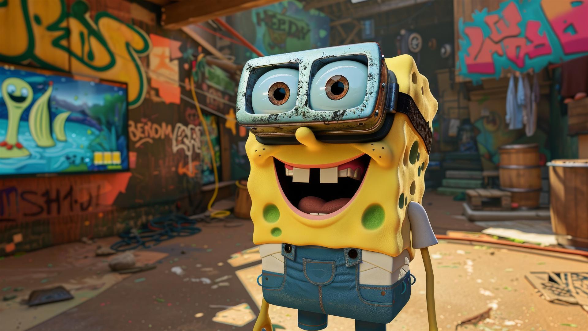 SpongeBob using VR headset