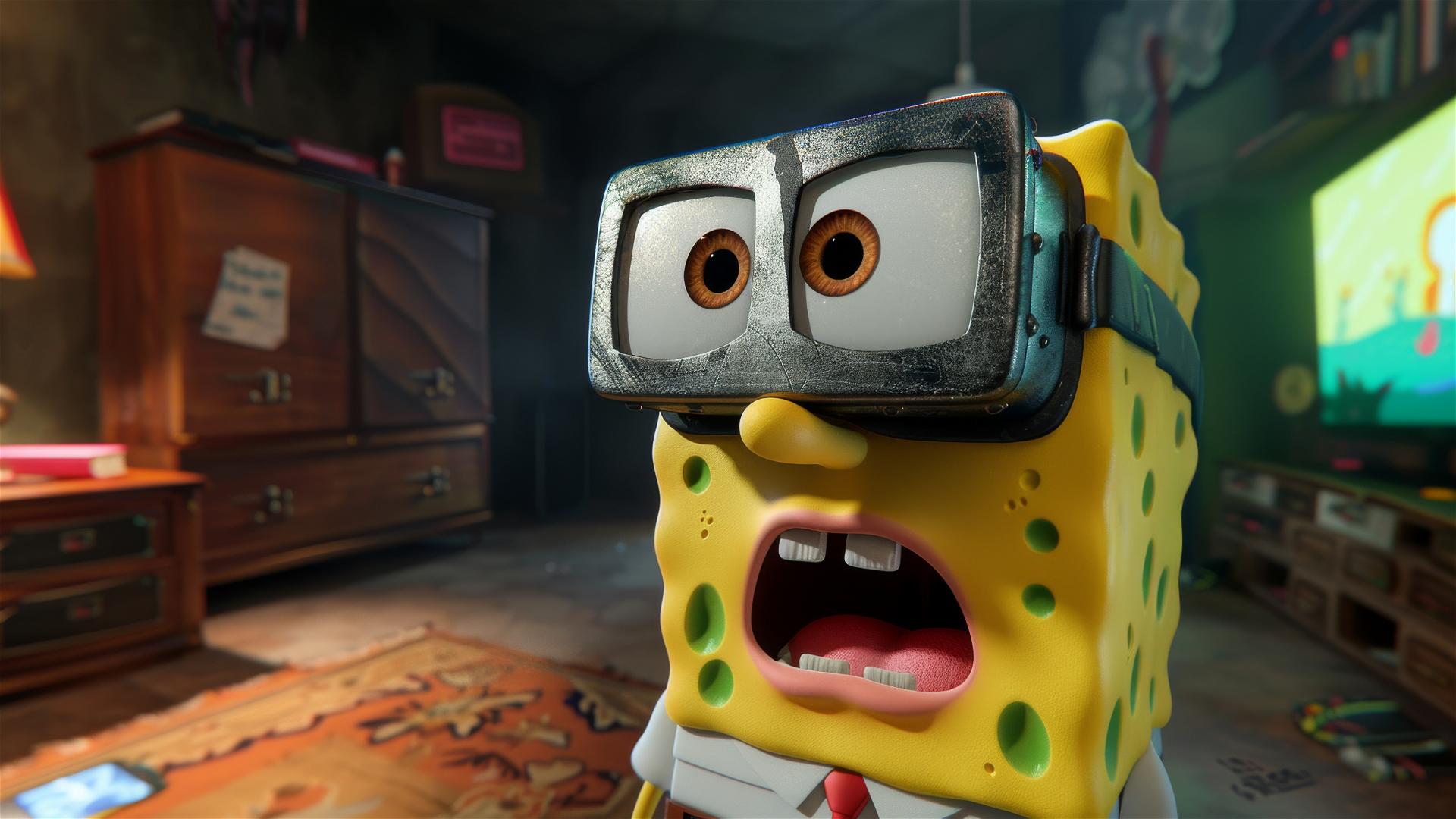 SpongeBob using VR headset