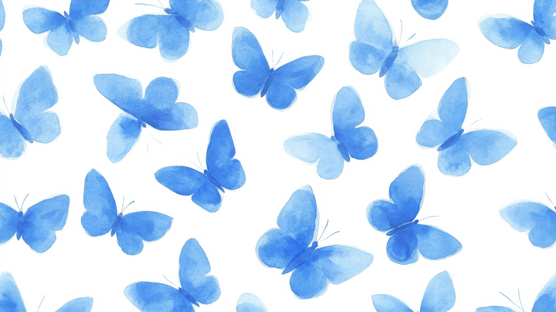 Preppy wallpaper with bright blue butterflies