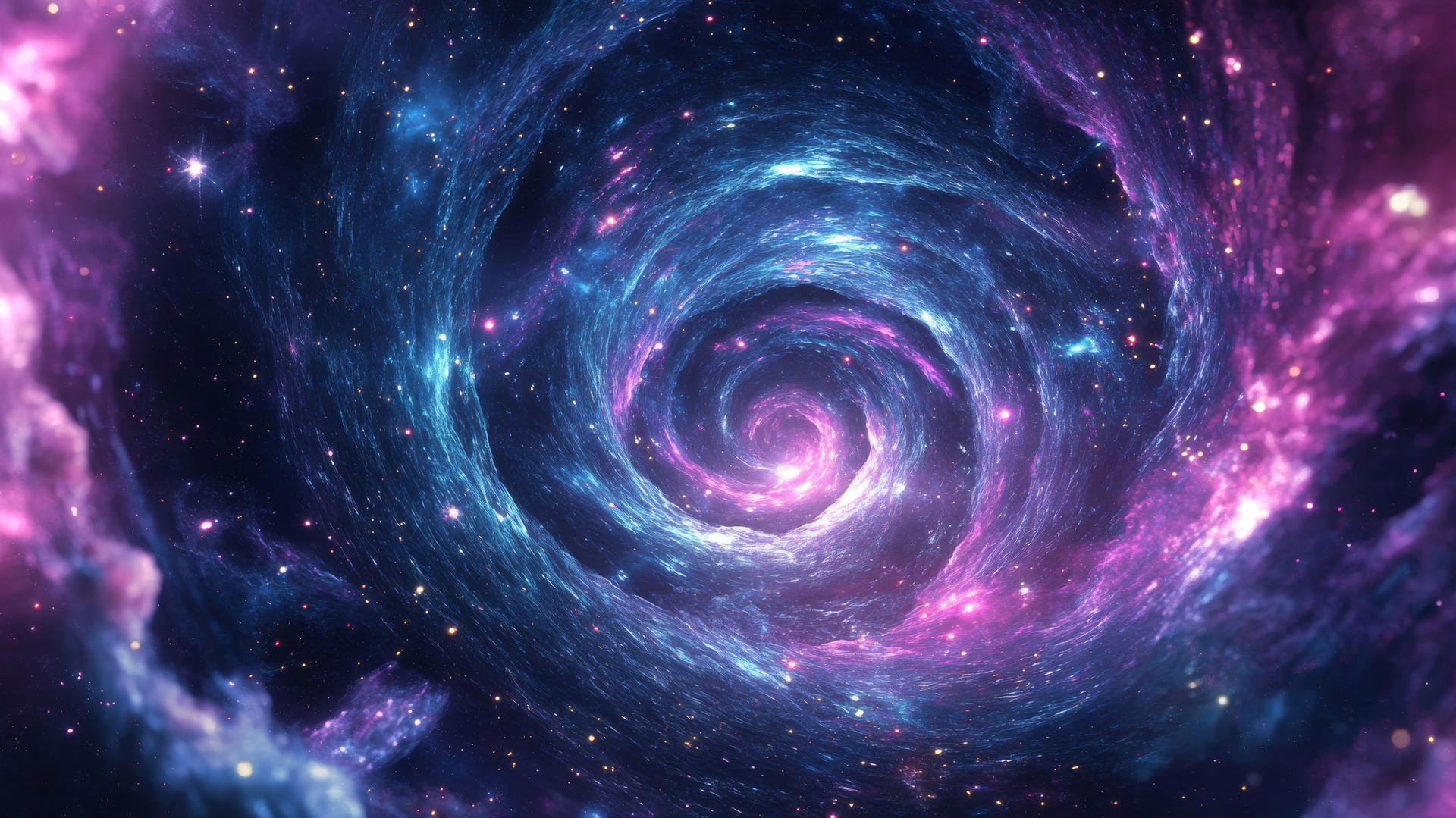 Star wallpaper Y2K featuring a cosmic vortex with neon stars and pixelated galaxies