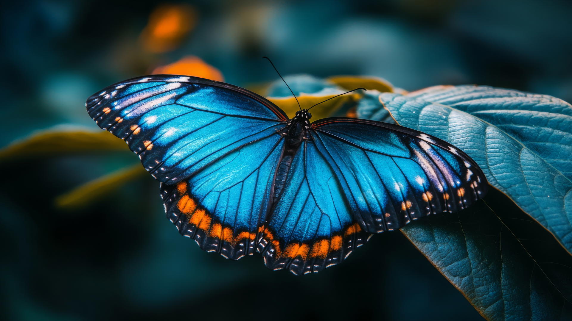 blue butterfly wallpaper displaying intricate patterns on its wings