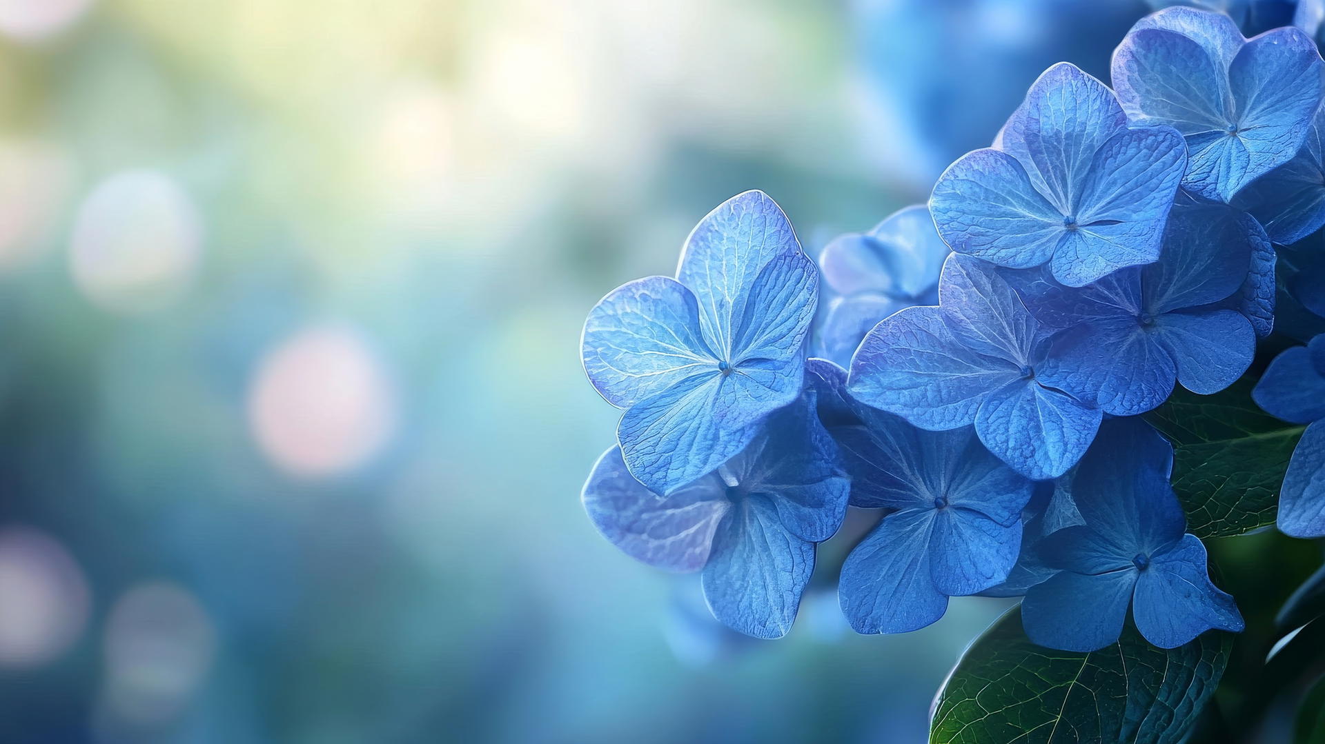 blue flower wallpaper showcasing close-up of glowing blue hydrangeas