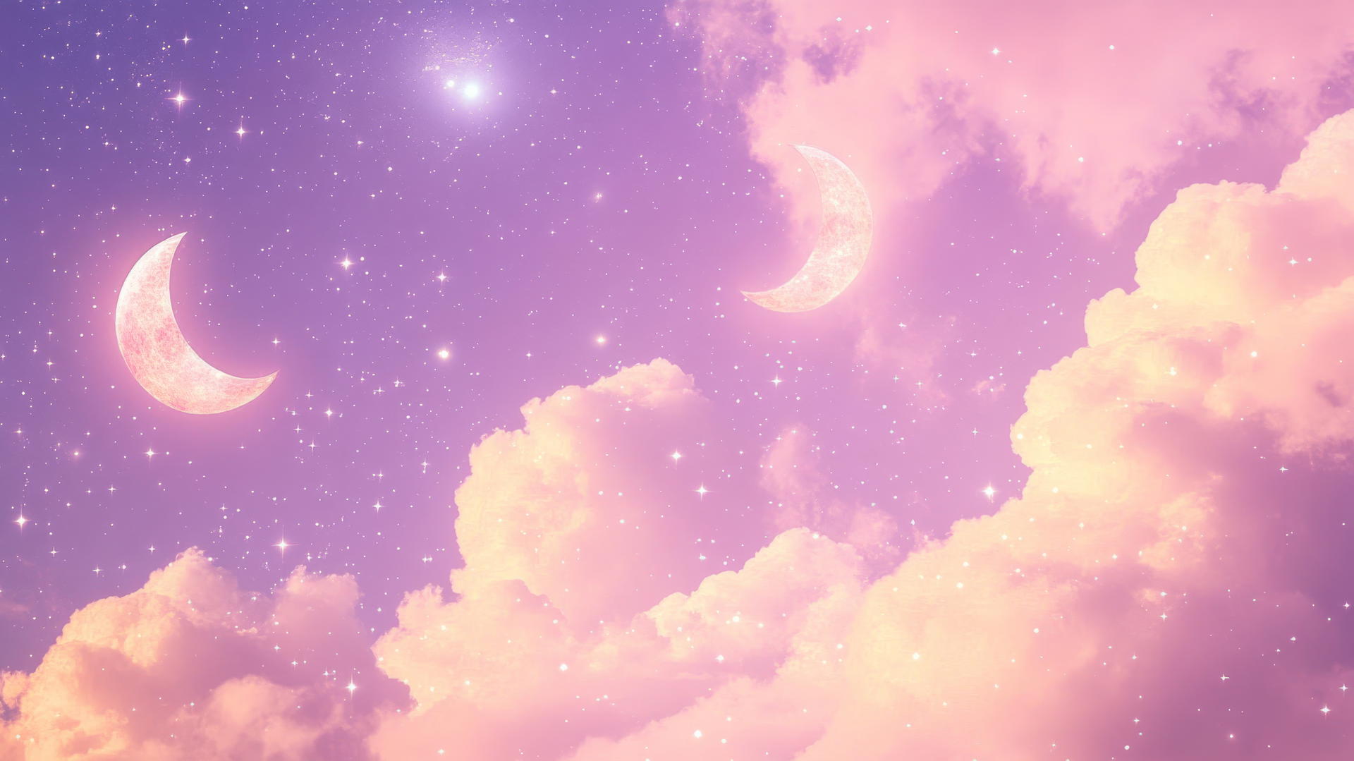 light purple wallpaper with crescent moons and stars
