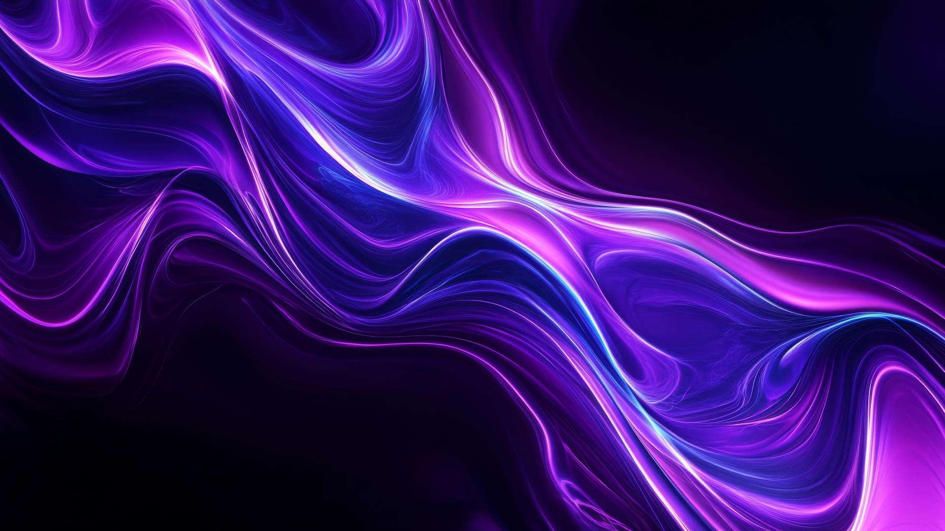 neon purple aesthetic wallpaper with waves and curves on black background