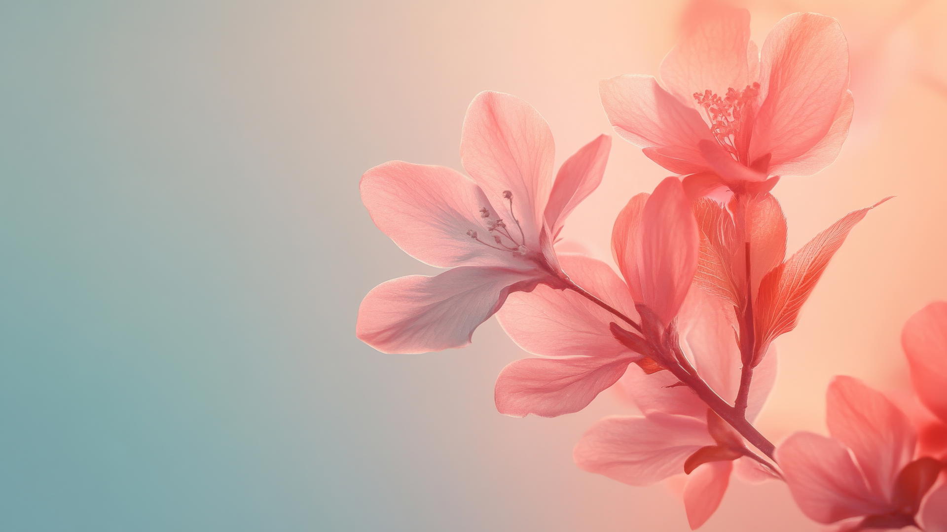 spring wallpaper with delicate pastel petals on a gradient background