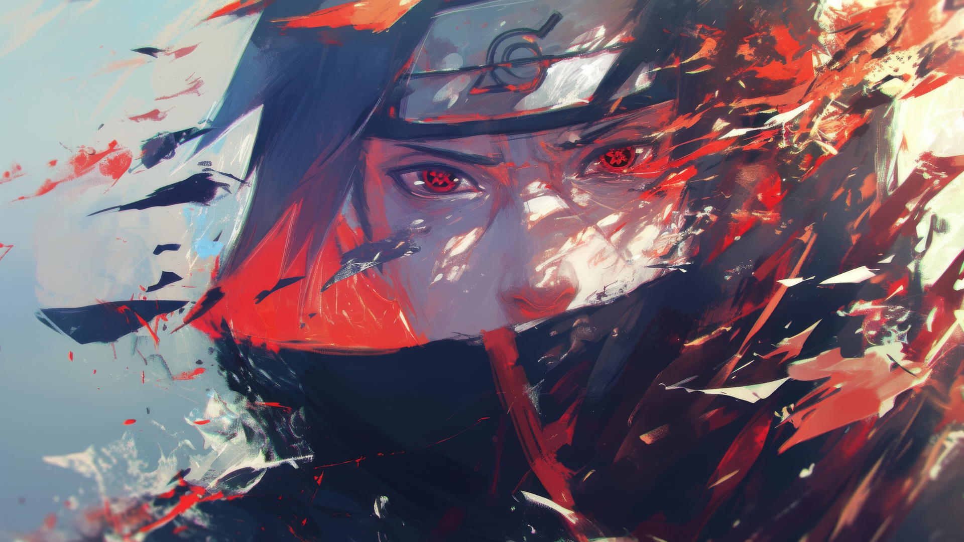 impressionist itachi uchiha drawing with vibrant color mixing
