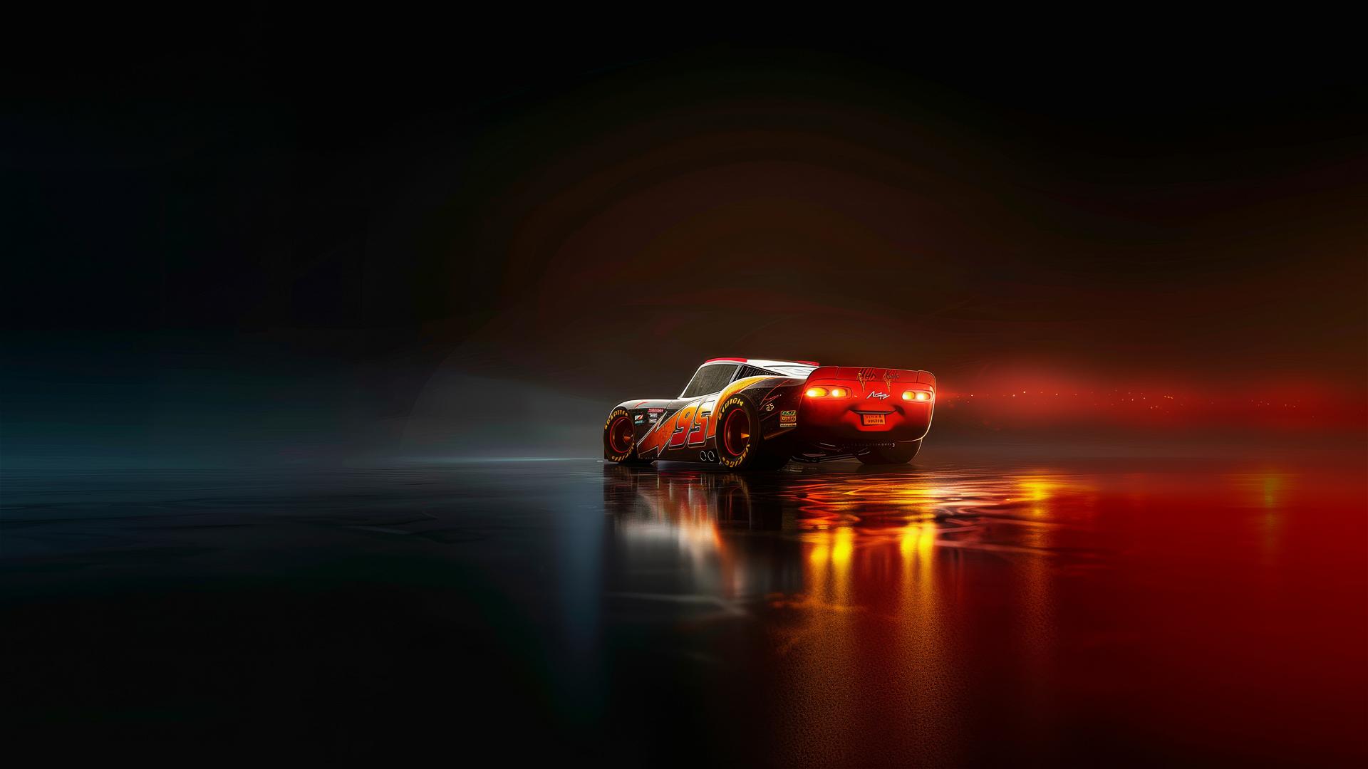 Lightning McQueen with Harry Potter theme under spotlight