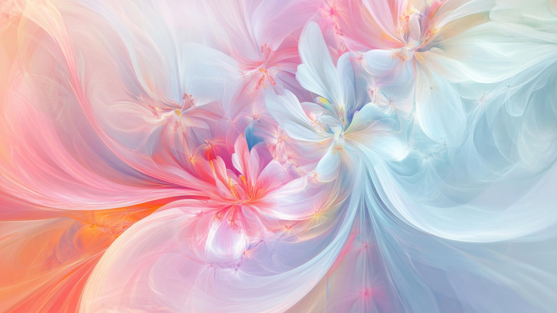 spring wallpaper with swirling floral elements and light colors