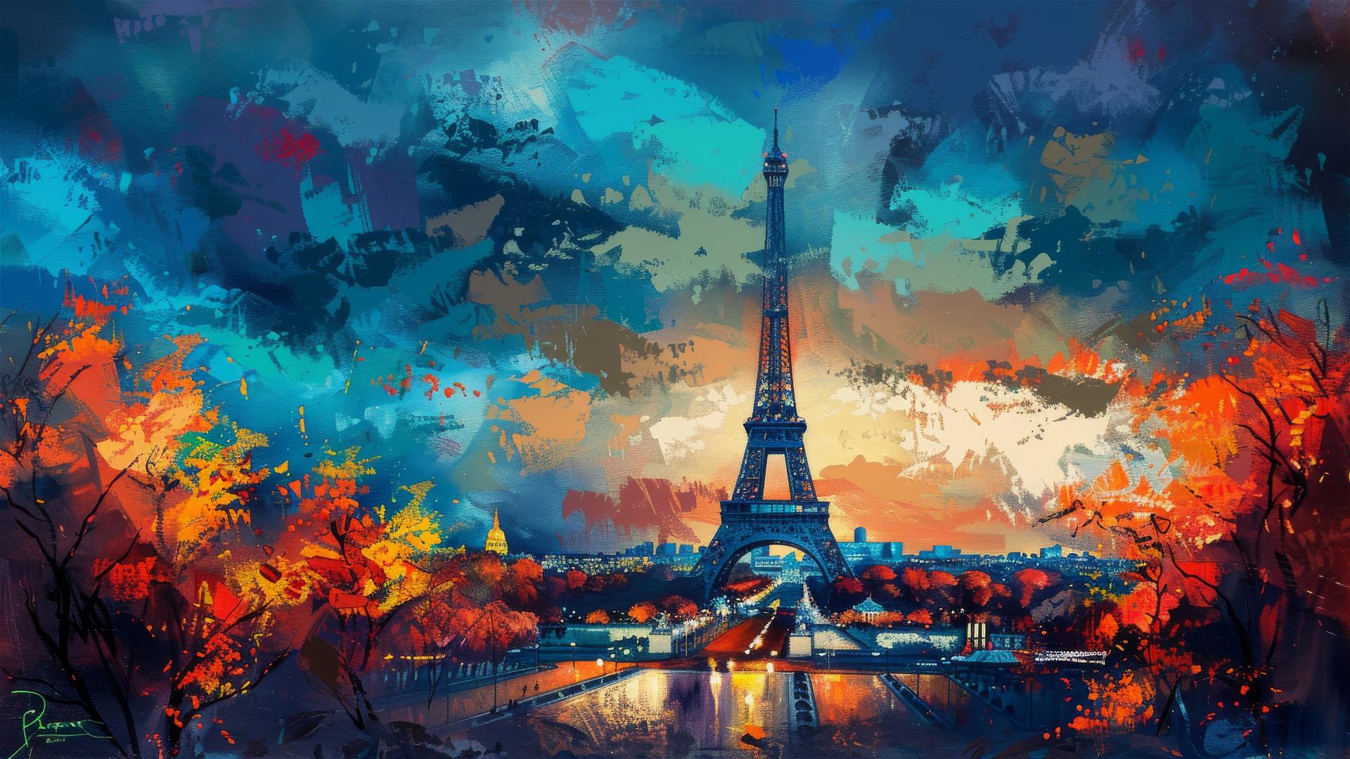 Abstract art themed around Paris