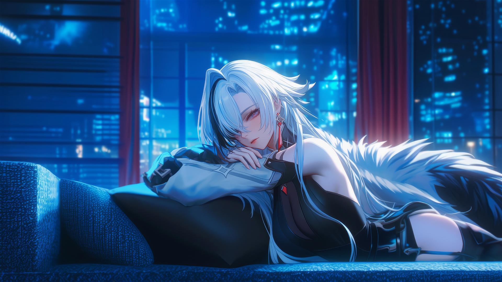 4K HD Обои: Арлекино в гостиничном номере под лунным светом