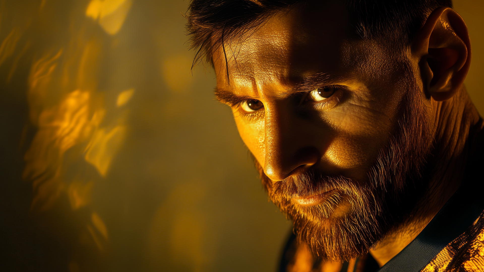 Messi wallpaper 4K: Close-up portrait with soft golden light