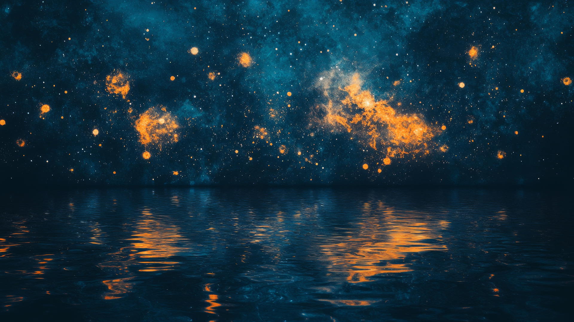 dark blue aesthetic wallpaper with galaxy reflection in water