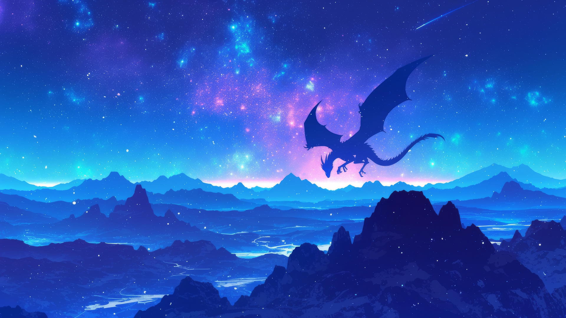 cool wallpapers 4k with a glowing dragon flying over a moonlit landscape