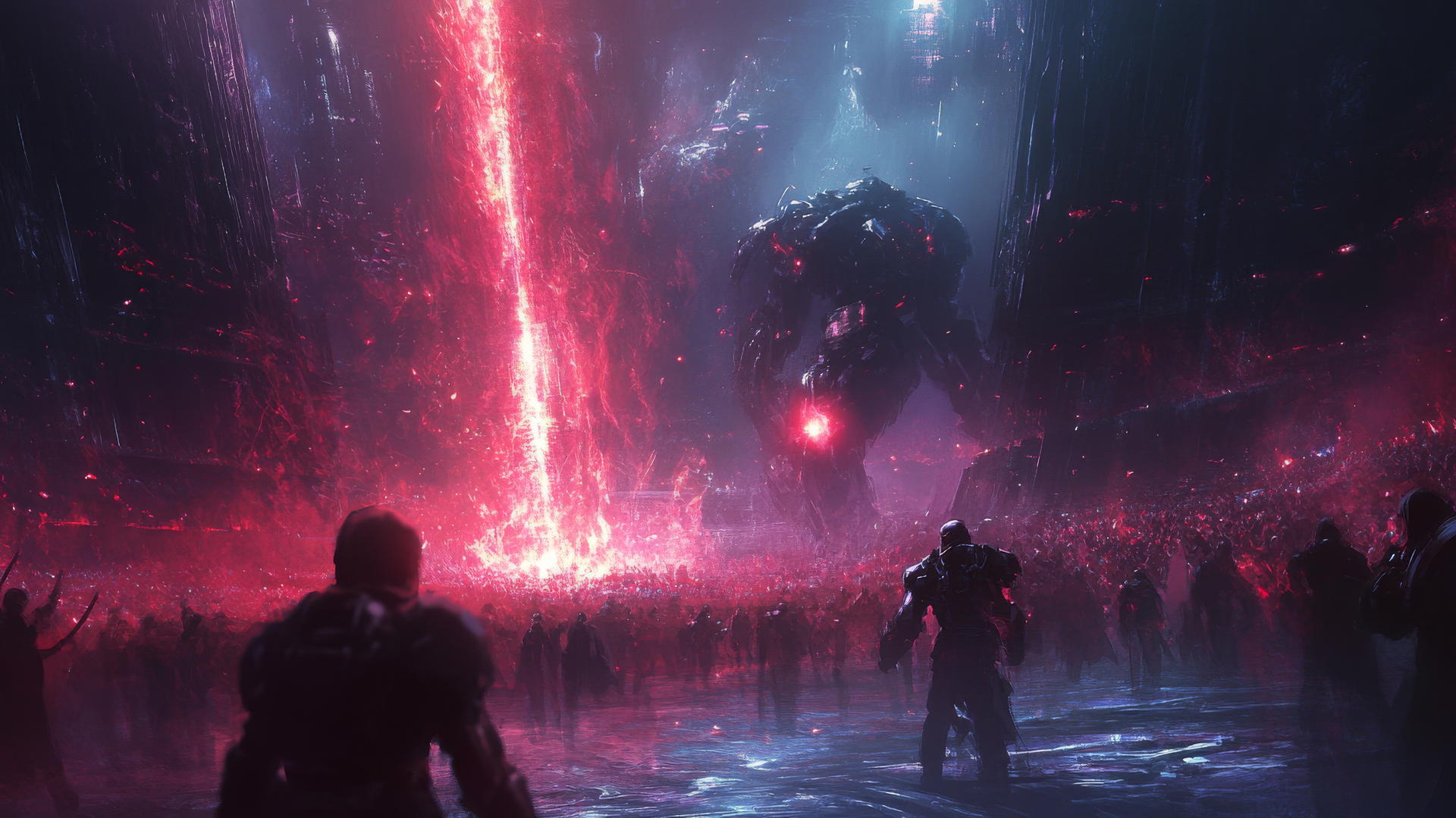 cool wallpapers for boys featuring two warriors clashing in a futuristic arena
